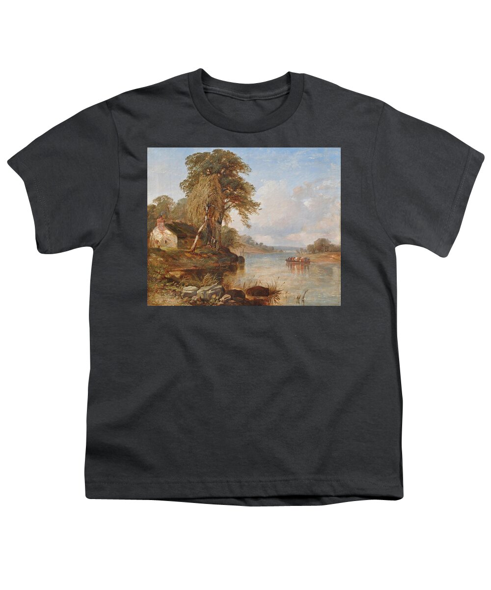 Thomas Creswick - Boating Party On The River Thames Youth T-Shirt featuring the painting Boating Party on the River Thames by MotionAge Designs
