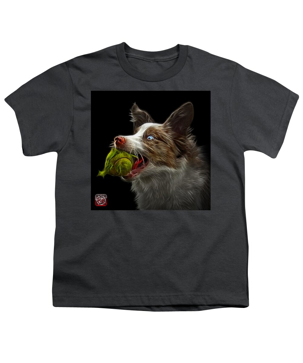 Border Collie Youth T-Shirt featuring the painting Border Collie - Elska - 9847 - BB by James Ahn