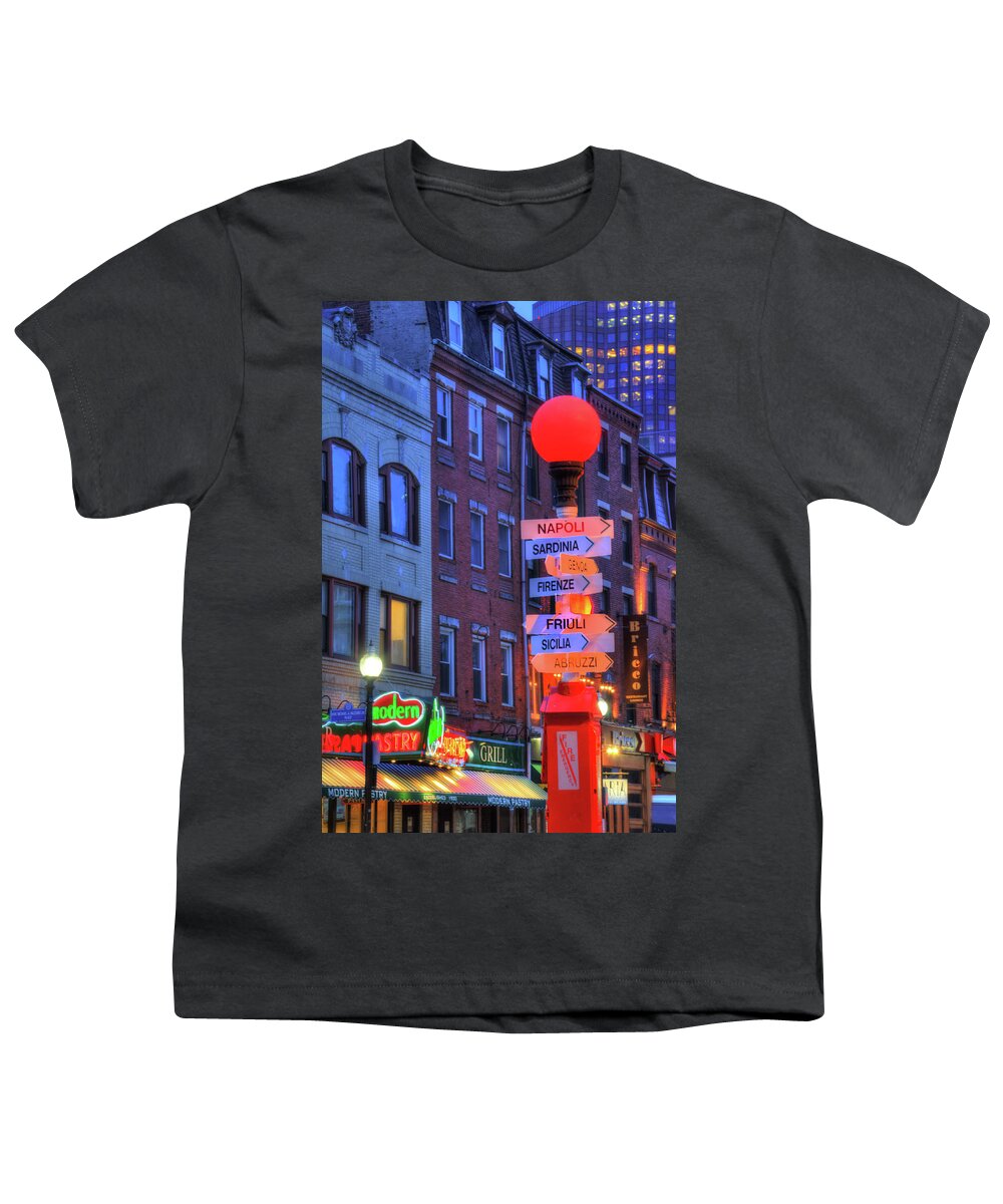 Boston North End Youth T-Shirt featuring the photograph Boston North End - Hanover Street by Joann Vitali