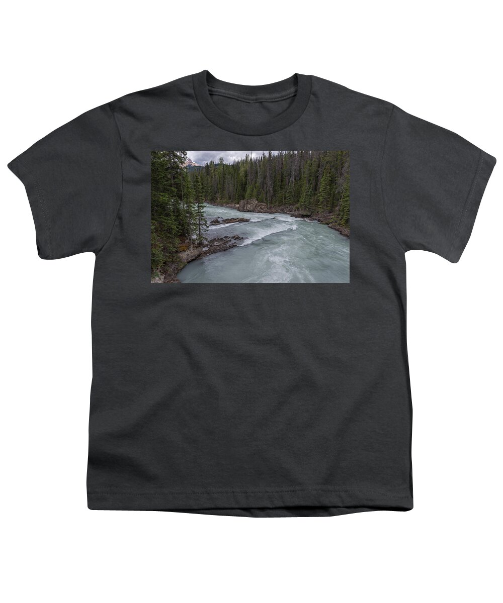 Banff Youth T-Shirt featuring the photograph Bow River rapids by John Johnson