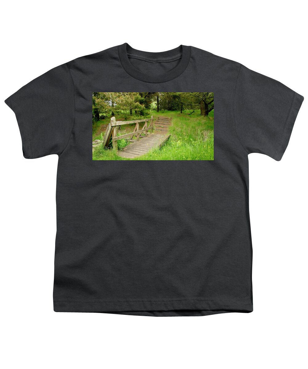 Scotland Youth T-Shirt featuring the photograph Bridge in the woods by Elena Perelman