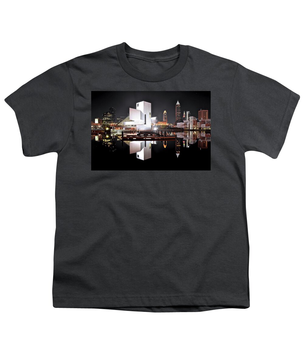 Cleveland Youth T-Shirt featuring the photograph Bright White Black Night by Frozen in Time Fine Art Photography