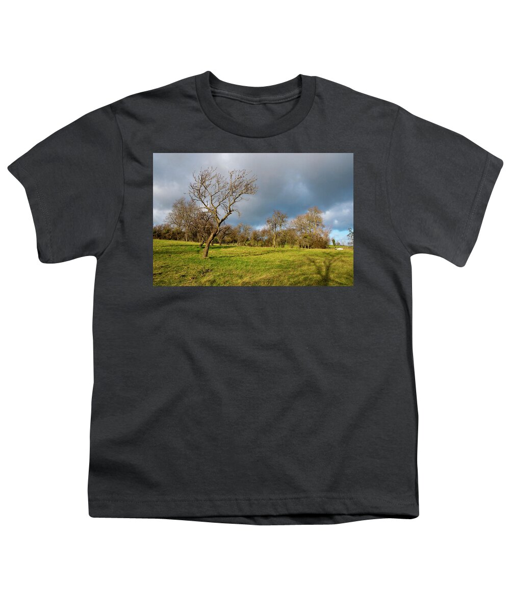 Field Youth T-Shirt featuring the photograph British countryside in winter by Dutourdumonde Photography