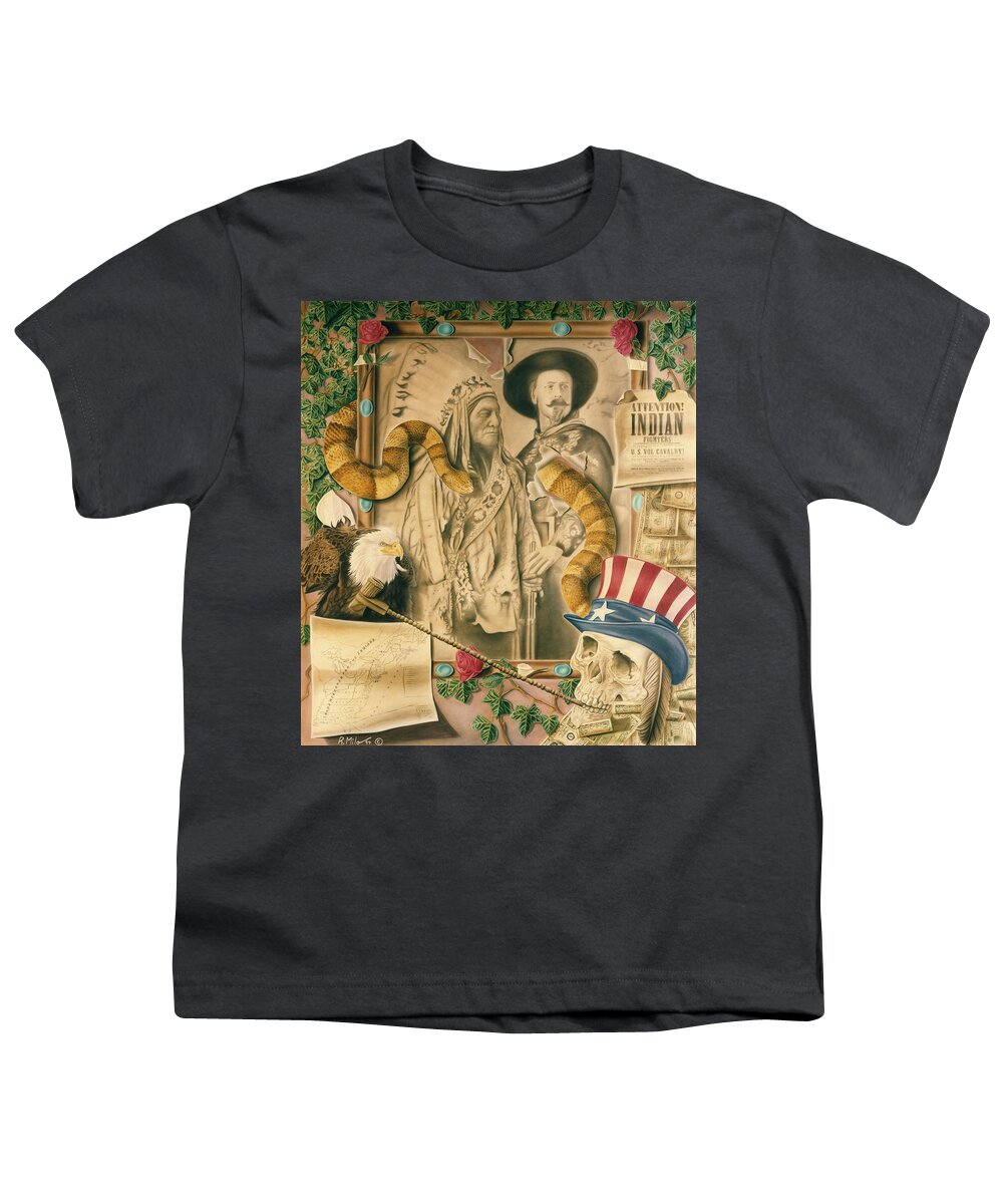 Indians Youth T-Shirt featuring the painting Broken Promises by Rich Milo