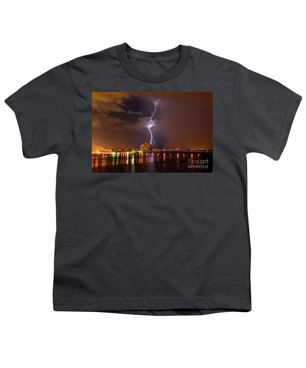 Lightning Youth T-Shirt featuring the photograph Bulls Eye by Quinn Sedam