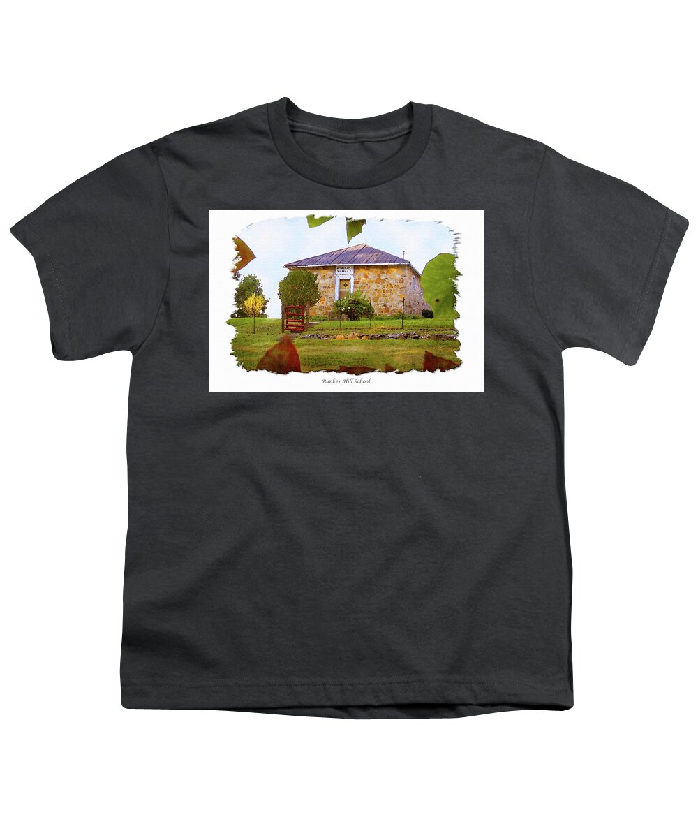 Sandy Hook Elliott County Kentucky Wpa Schools Youth T-Shirt featuring the digital art Bunker Hill School by Randall Evans