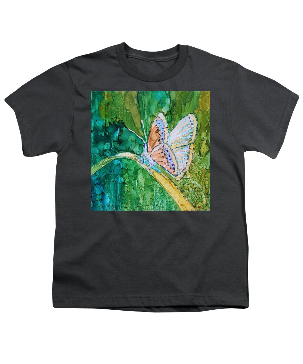 Butterfly Youth T-Shirt featuring the painting Butterfly by Ruth Kamenev