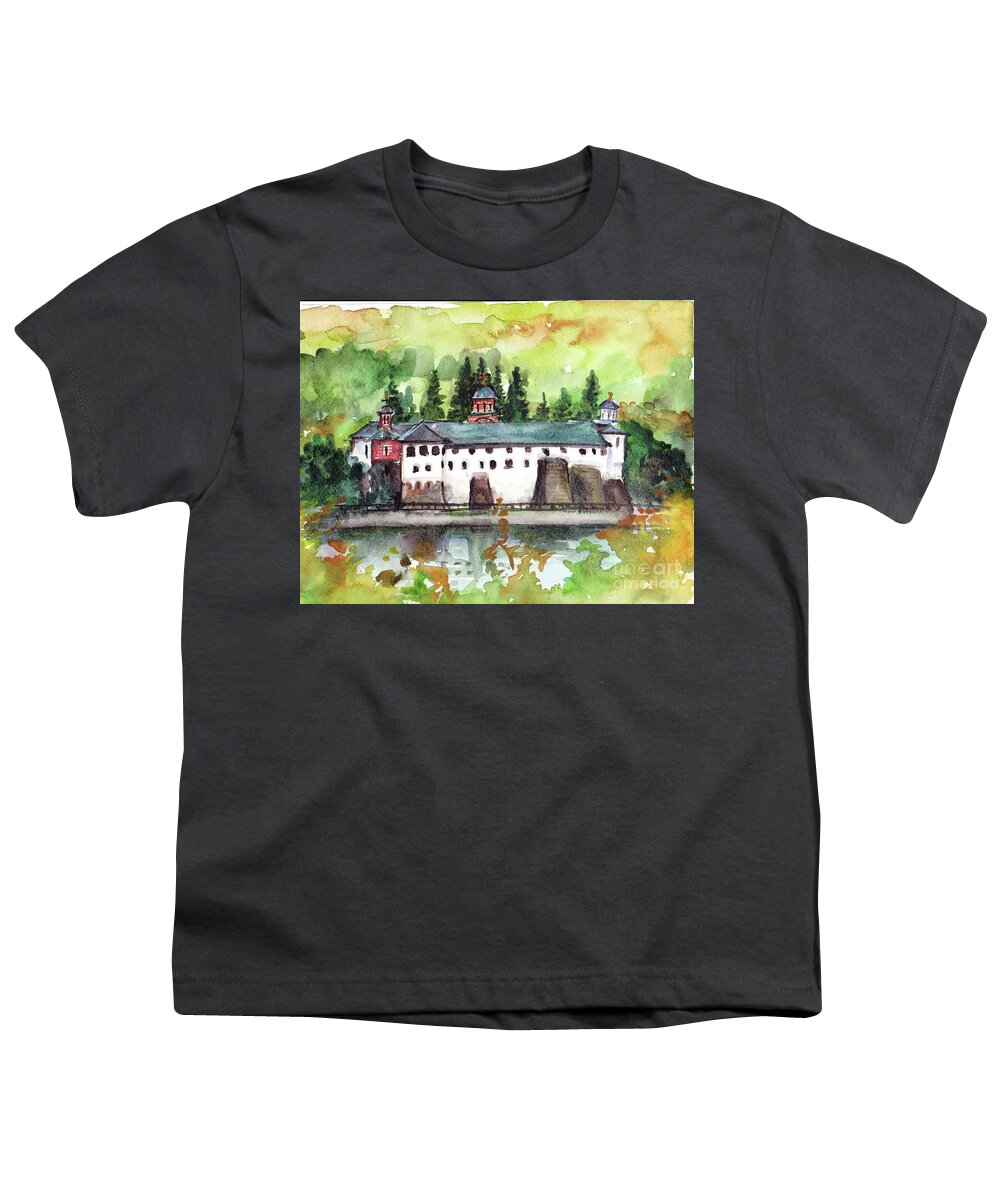 Landscape Youth T-Shirt featuring the painting By the River by Oana Godeanu