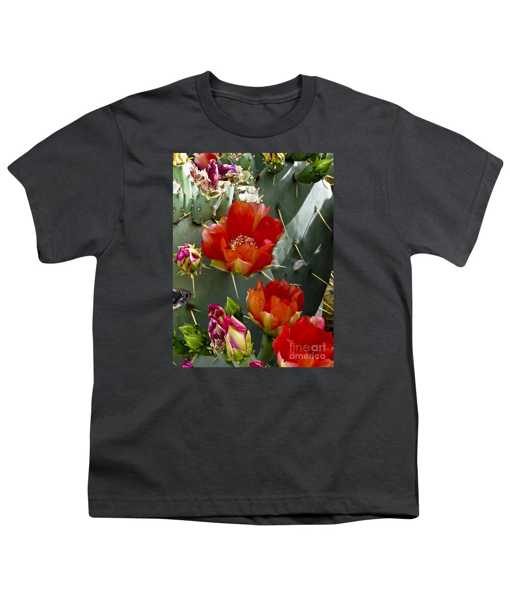 Arizona Youth T-Shirt featuring the photograph Cactus Blossom by Kathy McClure