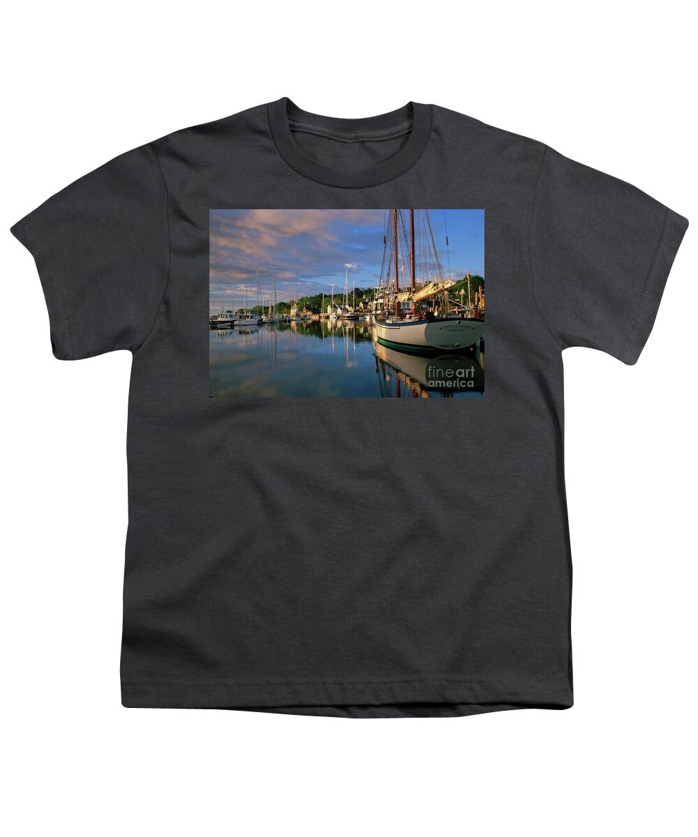 Harbor Youth T-Shirt featuring the photograph Camden Harbor at dawn by Kevin Shields