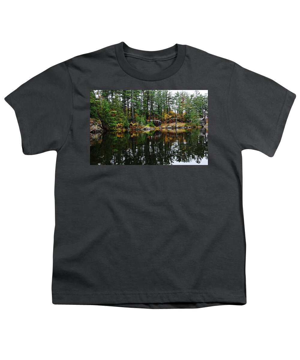 French River Youth T-Shirt featuring the photograph Camp On The River by Debbie Oppermann