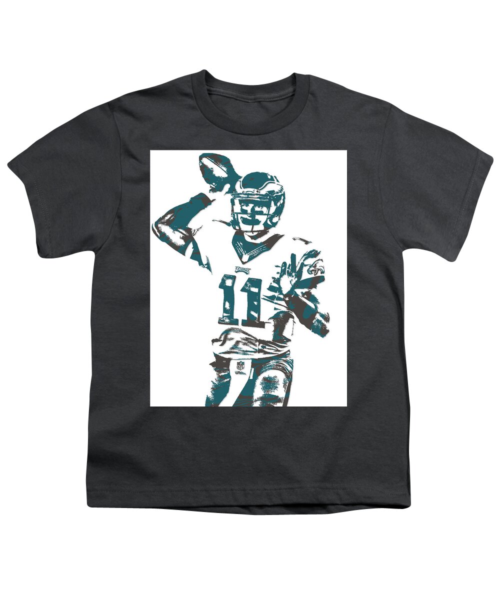 Carson Wentz Philadelphia Eagles Pixel Art 6 Youth T-Shirt by Joe Hamilton  - Pixels