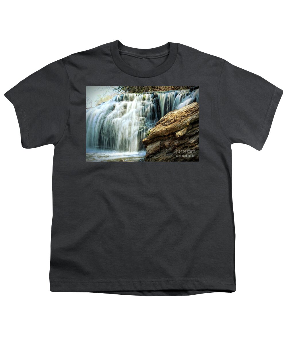 Water Fall Youth T-Shirt featuring the photograph Cedar Lake Falls by Lynn Sprowl