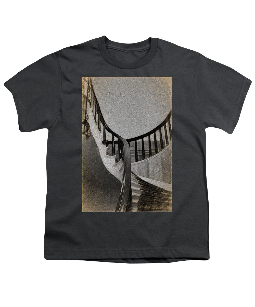 Stairs Youth T-Shirt featuring the digital art Cedar Street Stairs by John Haldane