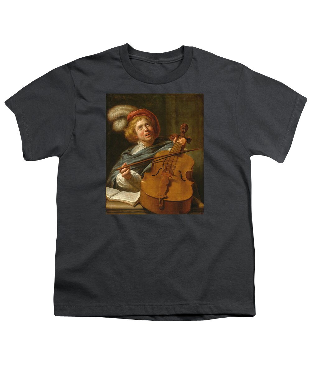 Judith Leyster And Studio Youth T-Shirt featuring the painting Cello Player by Judith Leyster and Studio
