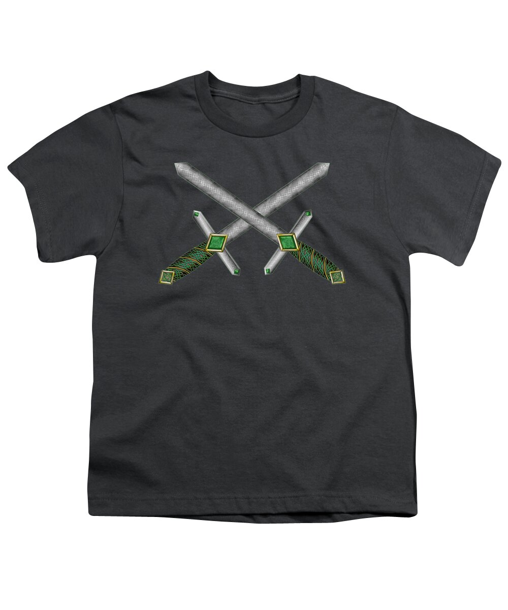 Artoffoxvox Youth T-Shirt featuring the mixed media Celtic Daggers by Kristen Fox