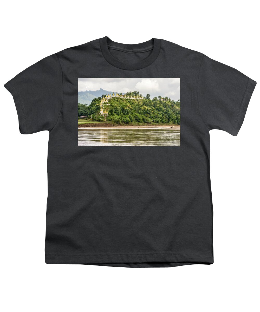 Landscape Youth T-Shirt featuring the photograph Chindwin Stupas by Werner Padarin