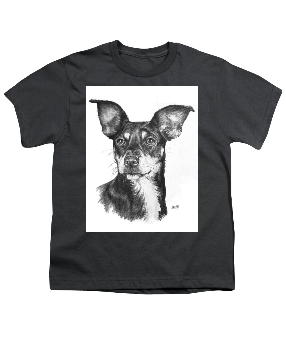 Designer Dog Youth T-Shirt featuring the drawing Chiweenie by Barbara Keith