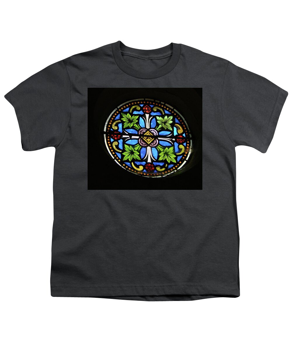 Stained Glass Window Youth T-Shirt featuring the glass art Church of Saint-Nicolas by Photographer Vassil