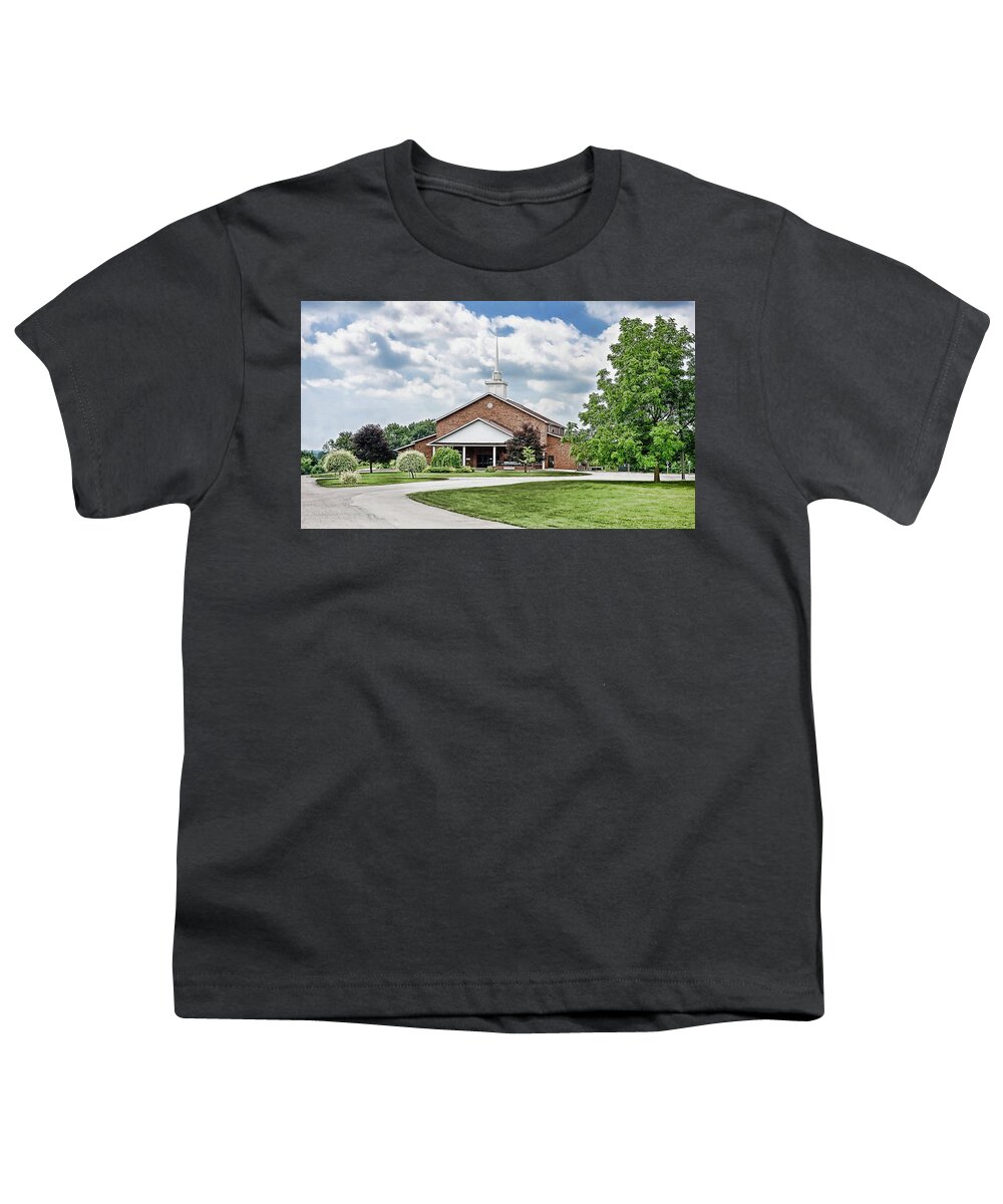 Church Youth T-Shirt featuring the digital art Church on Coldwater by JGracey Stinson