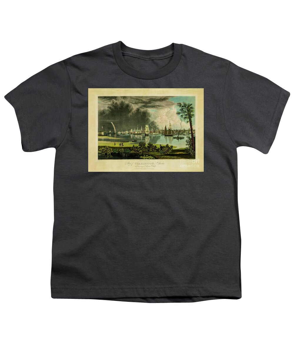 City Of Charleston Youth T-Shirt featuring the photograph City of Charleston Looking Across Cooper River in 1838 by Dale Powell