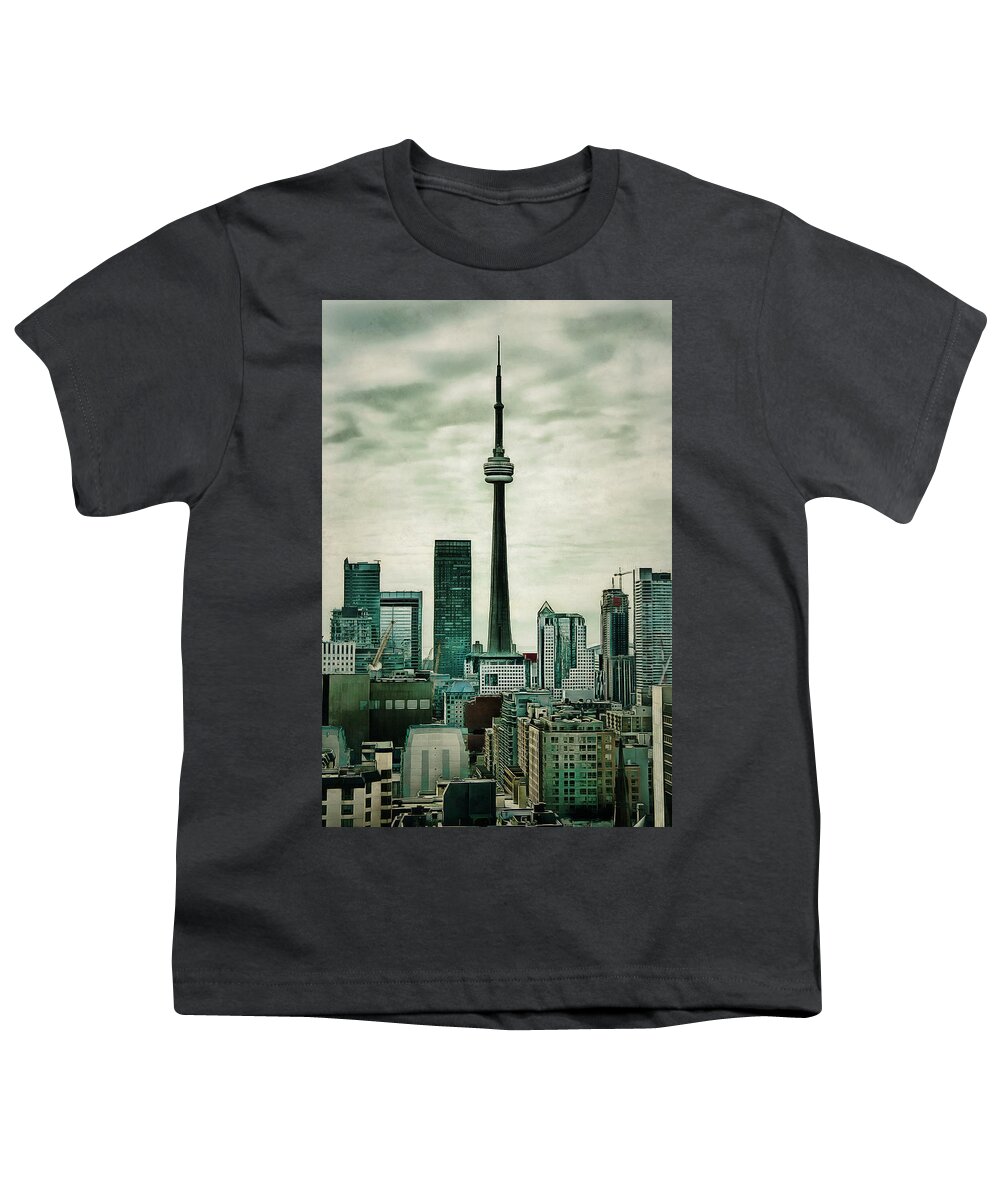 Toronto Youth T-Shirt featuring the digital art CN Tower by JGracey Stinson
