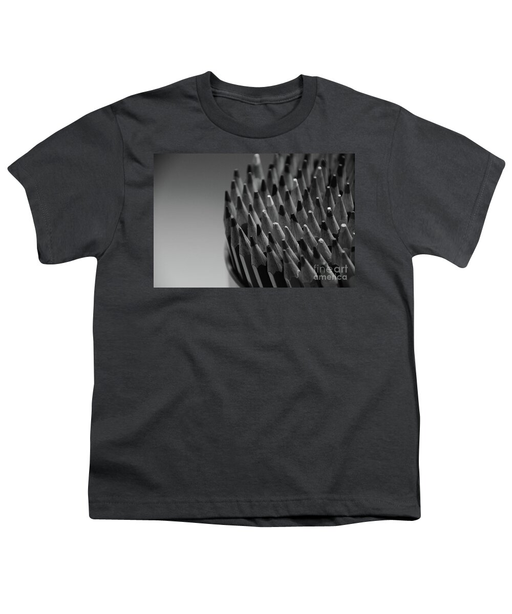 Pencil Youth T-Shirt featuring the photograph Colored Pencils - Black and White by Adrian De Leon Art and Photography