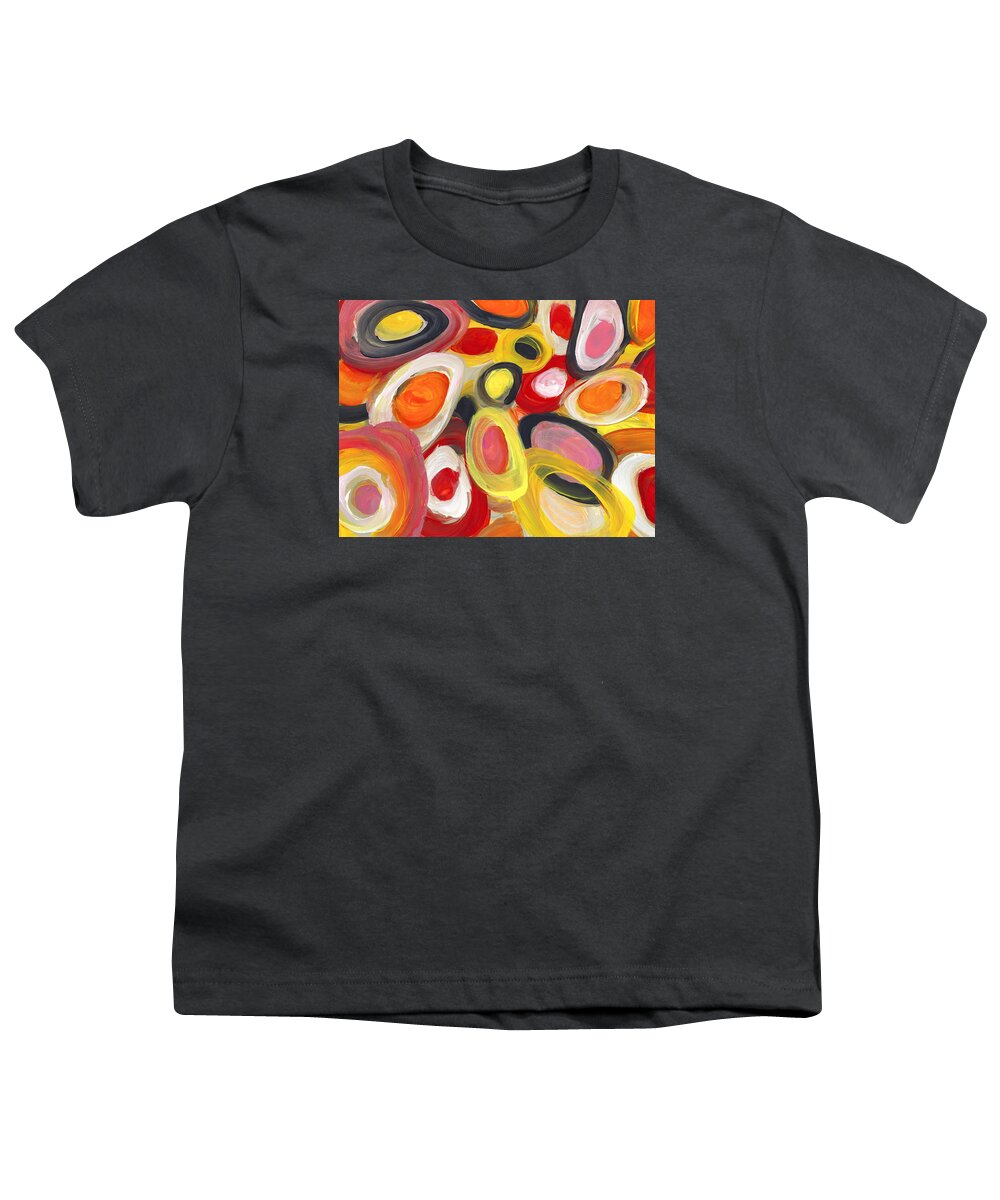 Circles Youth T-Shirt featuring the painting Colorful Circles in Motion 2 by Amy Vangsgard