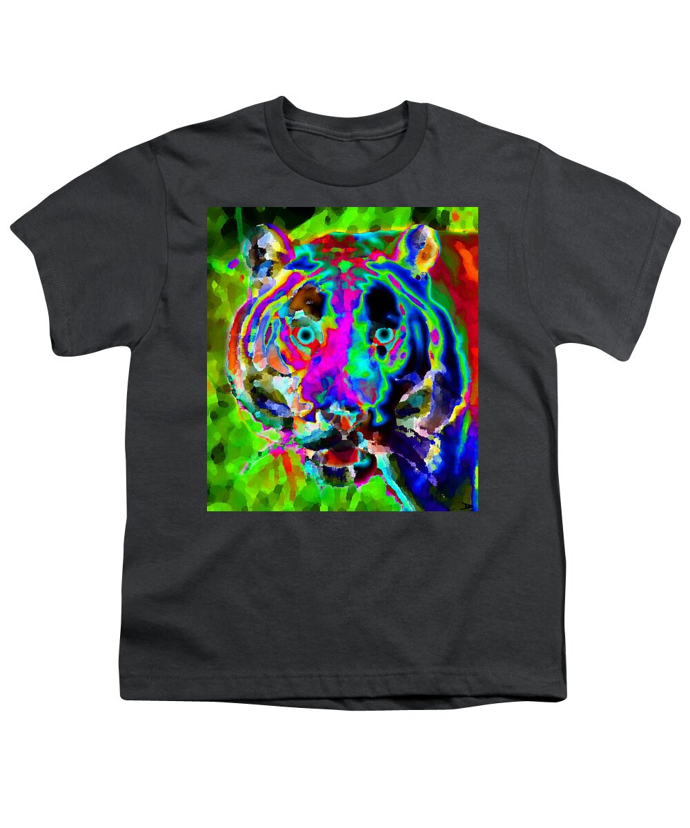 Colors Of The Tiger Youth T-Shirt featuring the painting Colors of the Tiger by David Lee Thompson