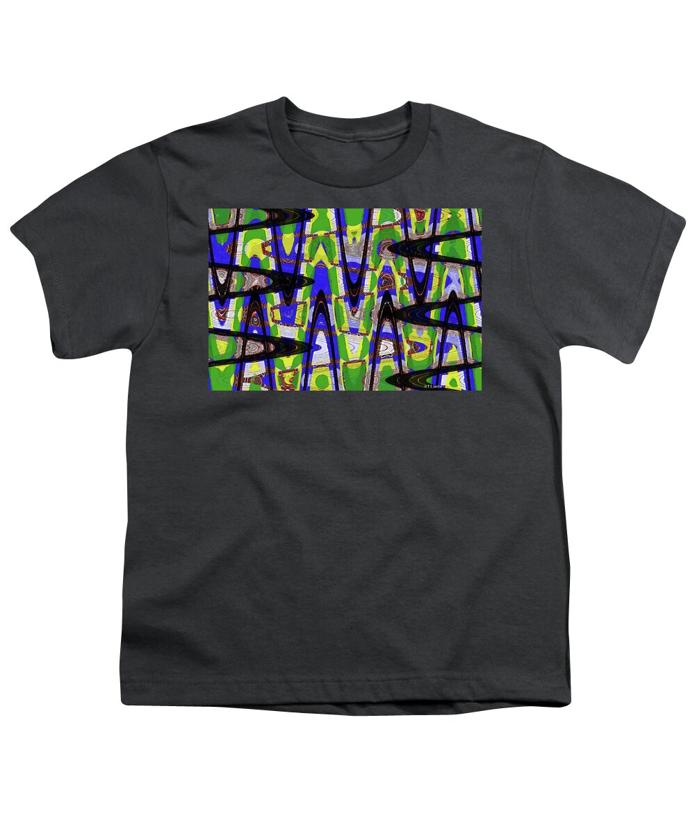 Colors Waves Janca Abstract Youth T-Shirt featuring the digital art Colors Waves Janca Abstract by Tom Janca