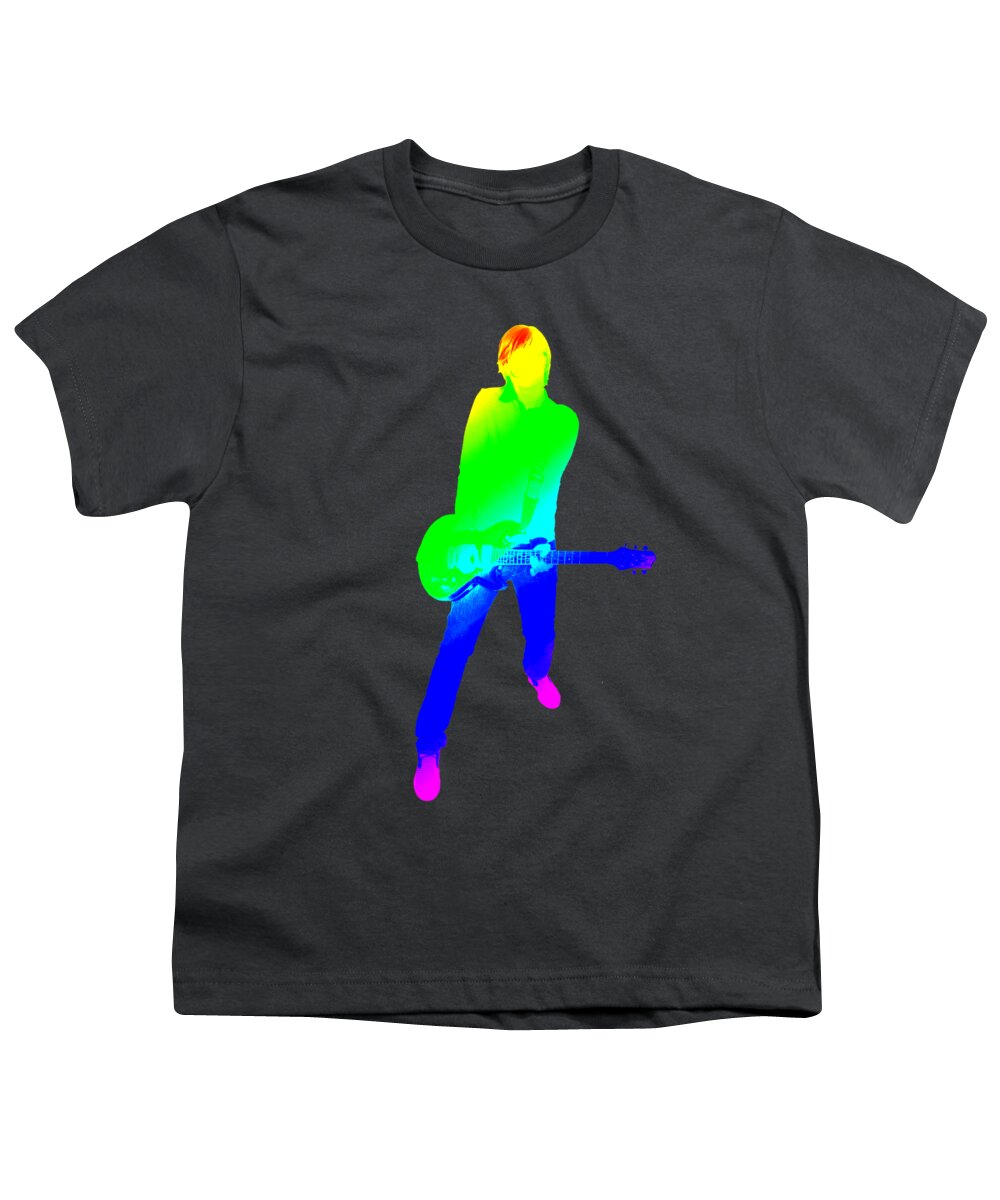Green Youth T-Shirt featuring the digital art colourful guitar player. Music is my passion by Ilan Rosen