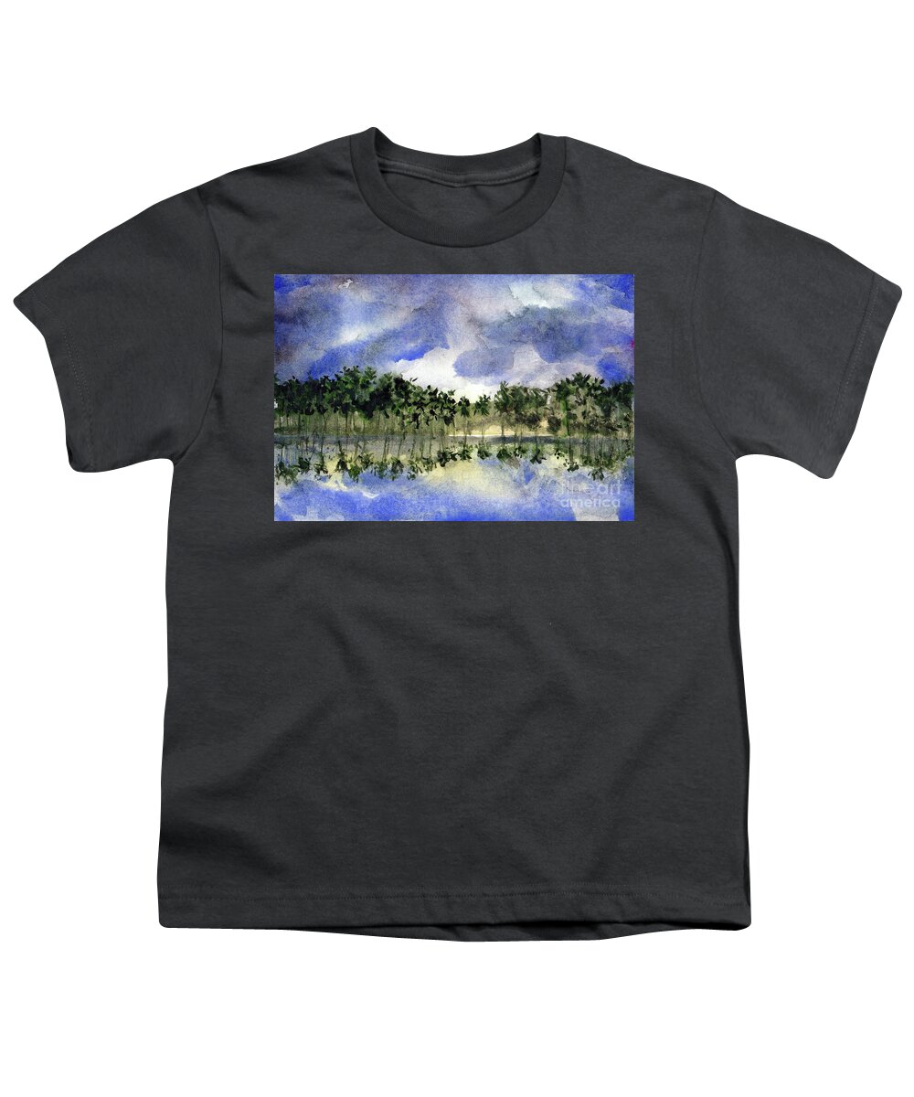 Columbia Youth T-Shirt featuring the painting Columbian Shoreline by Randy Sprout