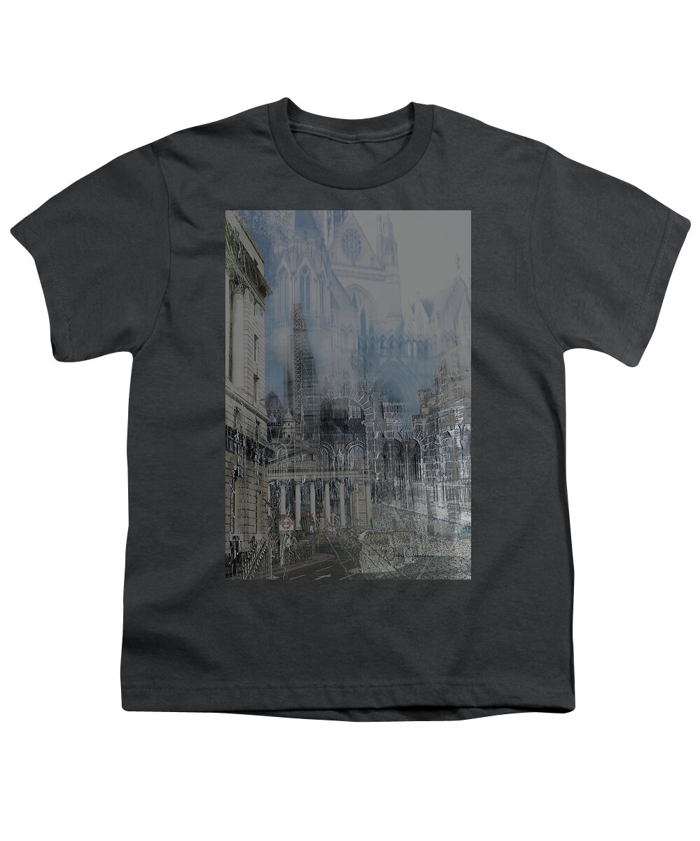 Londonart Youth T-Shirt featuring the digital art Comes The Night - City Deamscape by Nicky Jameson