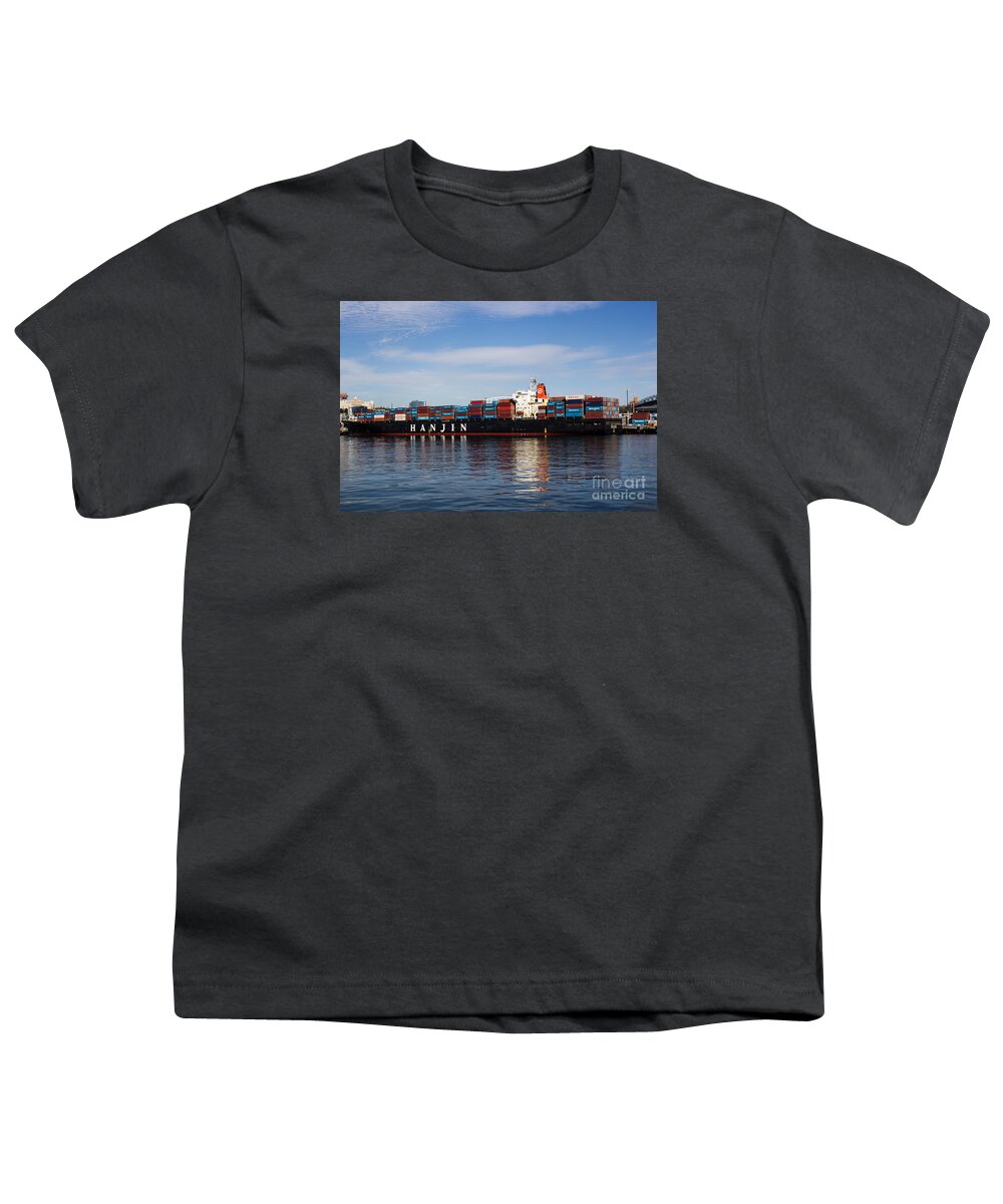 Containers Youth T-Shirt featuring the photograph Container Ship by Suzanne Luft