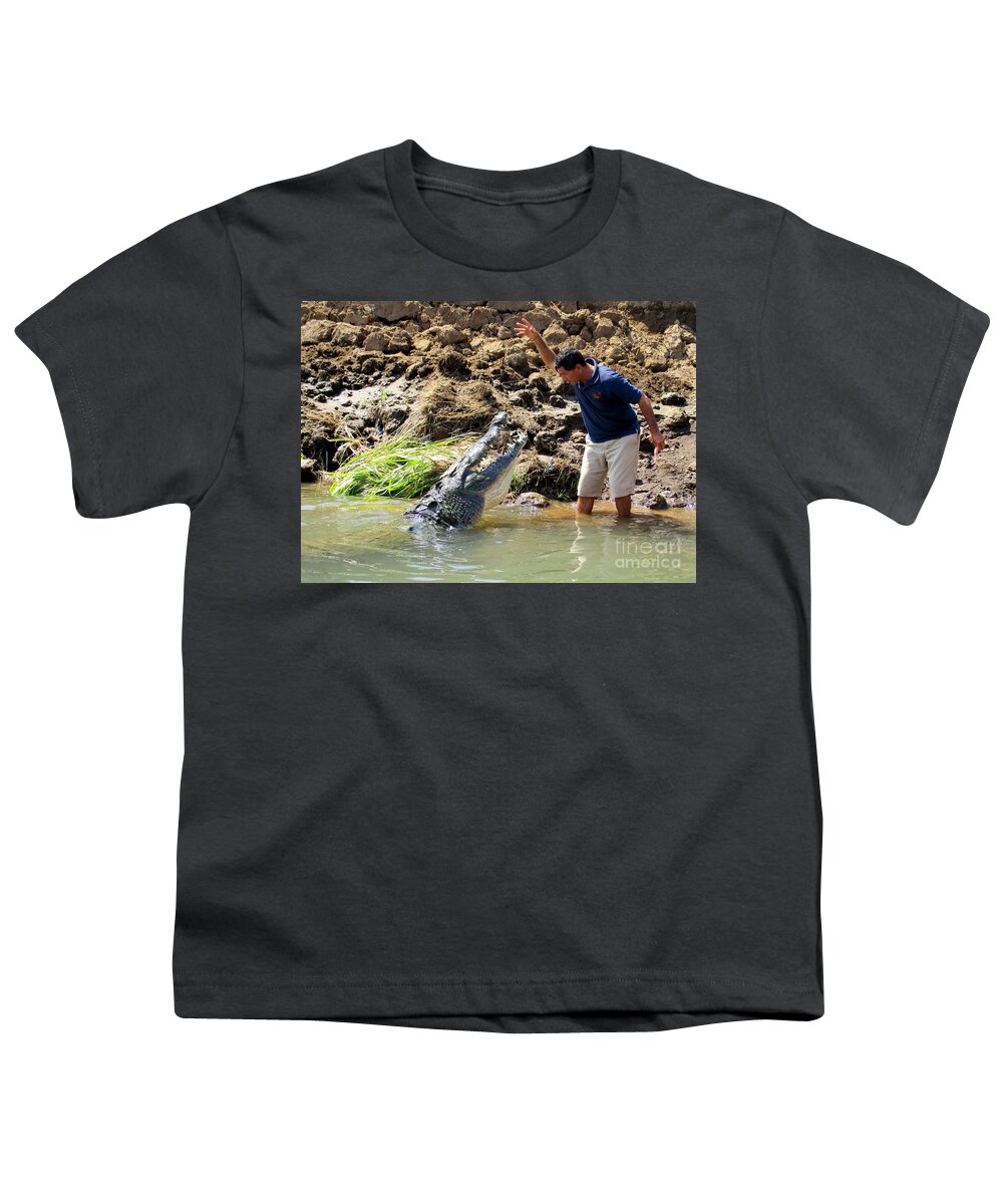 Crocodile Youth T-Shirt featuring the photograph Costa Rica Crocodile 4 by Randall Weidner