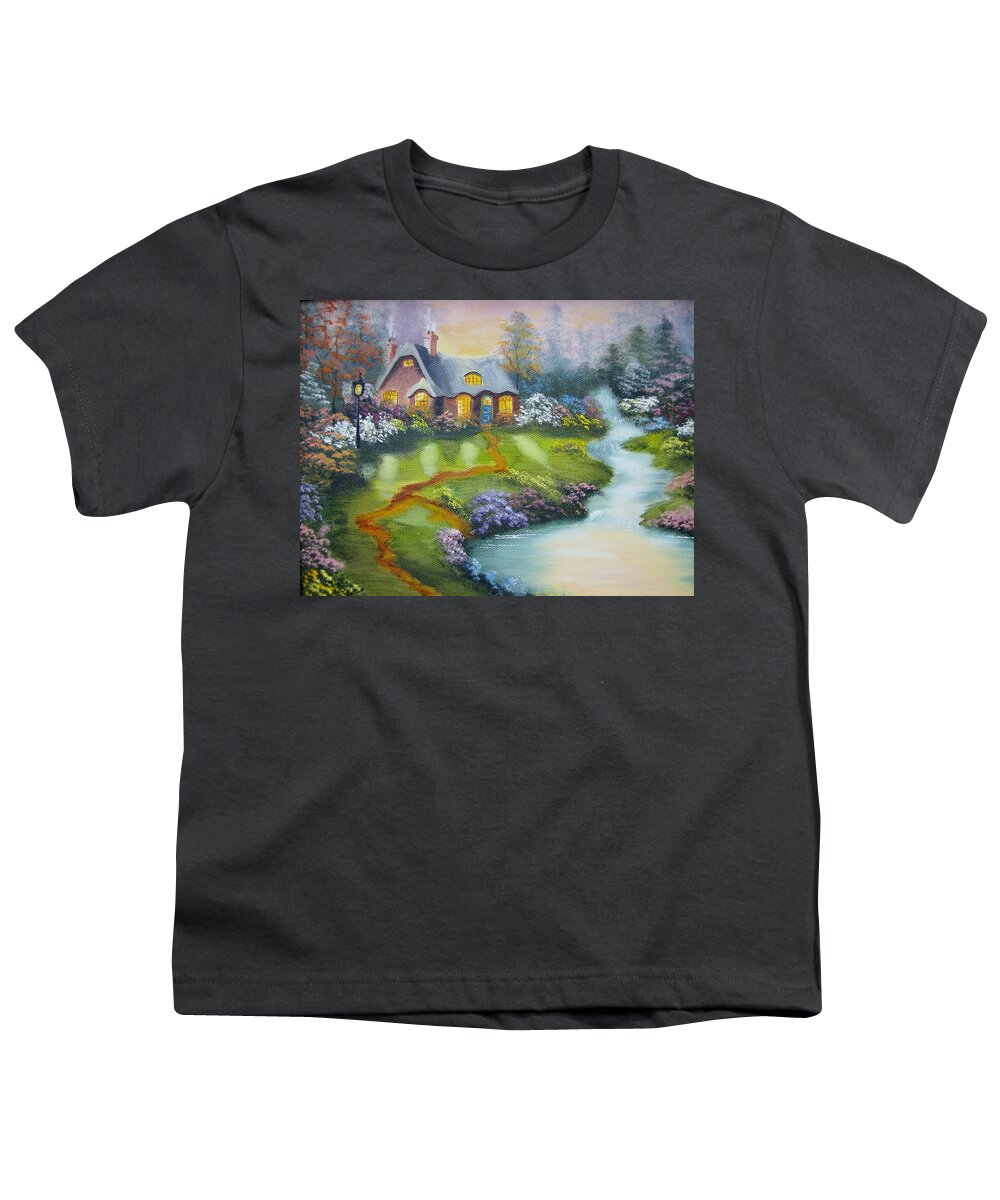 Cottage Youth T-Shirt featuring the painting Cottage by Debra Campbell