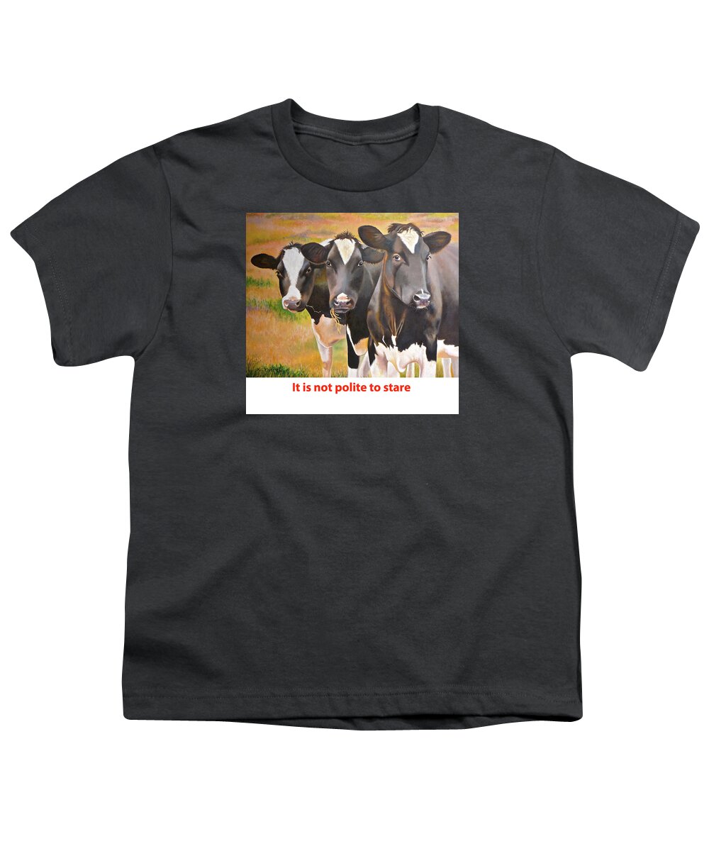 Bovine Youth T-Shirt featuring the painting Cow Holstein Trio by K L Kingston