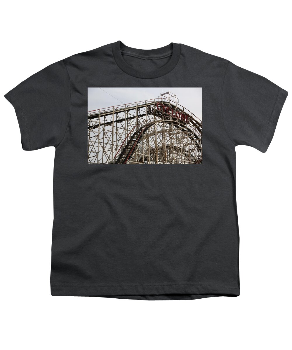 Coney Island Youth T-Shirt featuring the photograph Cyclone Roller Coaster Coney Island NY by Chuck Kuhn