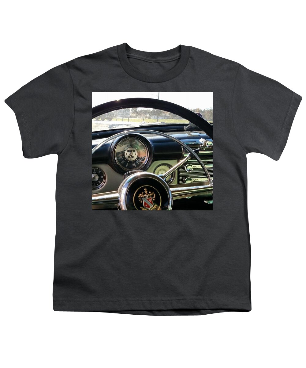 Old Car Dash Youth T-Shirt featuring the mixed media D to Drive by CYN Jones