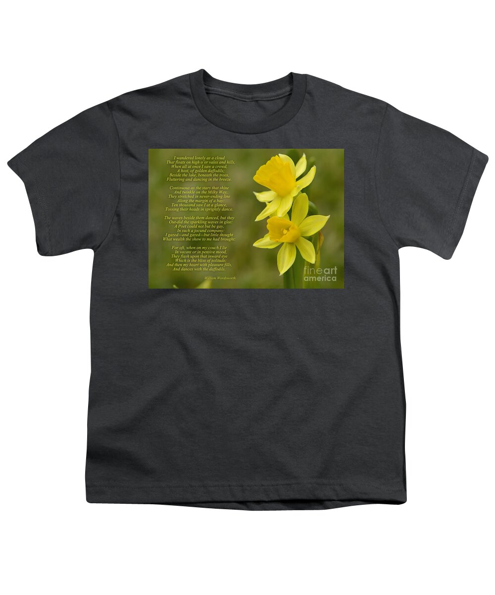 Daffodils Poem By William Wordsworth Youth T-Shirt featuring the photograph Daffodils Poem by William Wordsworth by Olga Hamilton