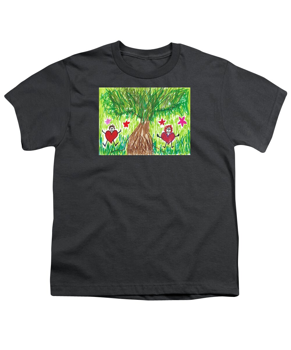 Doodle Art Youth T-Shirt featuring the drawing Dancing with Nature by Susan Schanerman