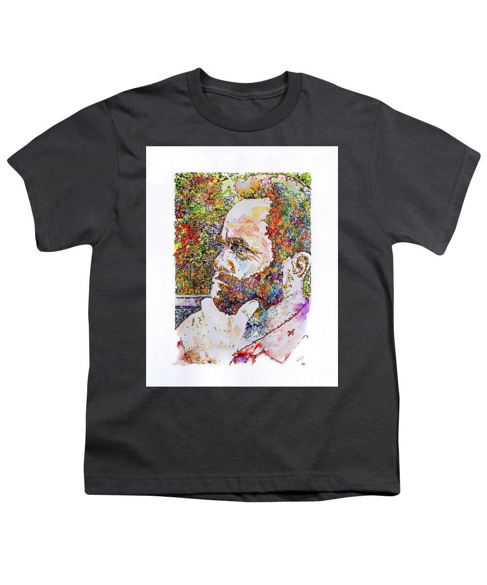 Watercolor Youth T-Shirt featuring the painting Dave by Theresa Marie Johnson