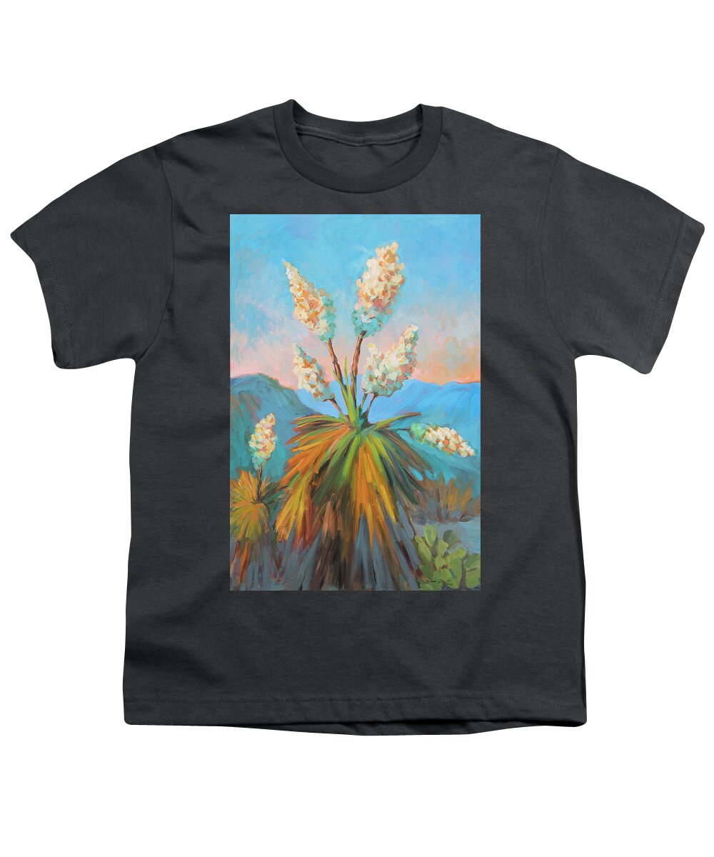Desert Youth T-Shirt featuring the painting Dawn at Yuccaland by Diane McClary