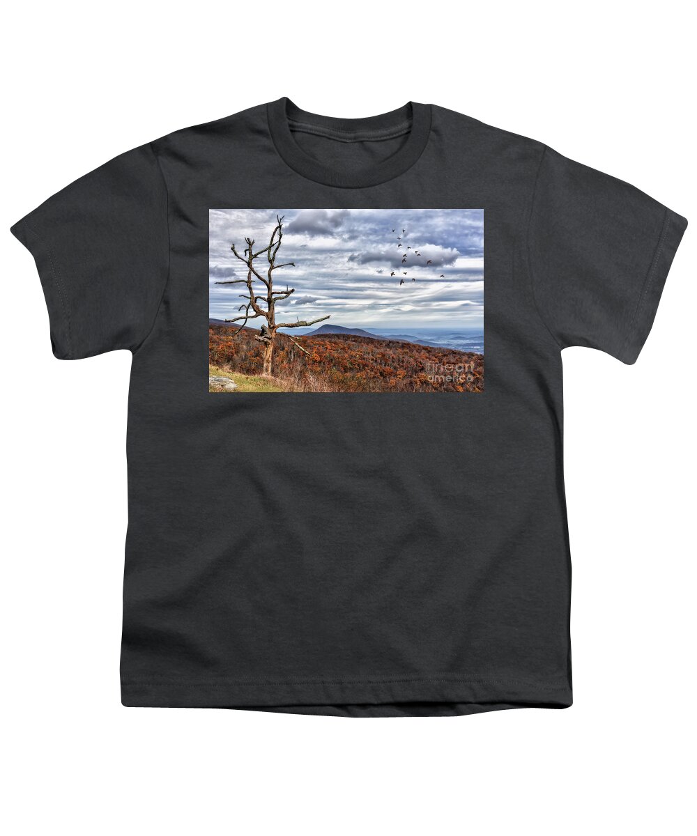 Skyline Drive Youth T-Shirt featuring the photograph Dead Tree At Skyline Drive by Lois Bryan