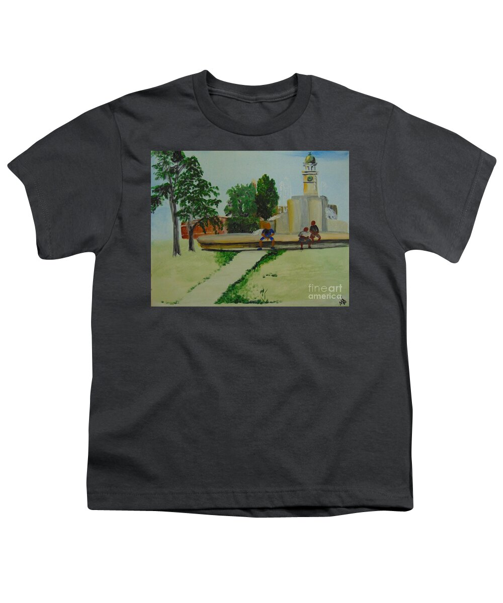 Park Youth T-Shirt featuring the painting Denver City Park by Saundra Johnson