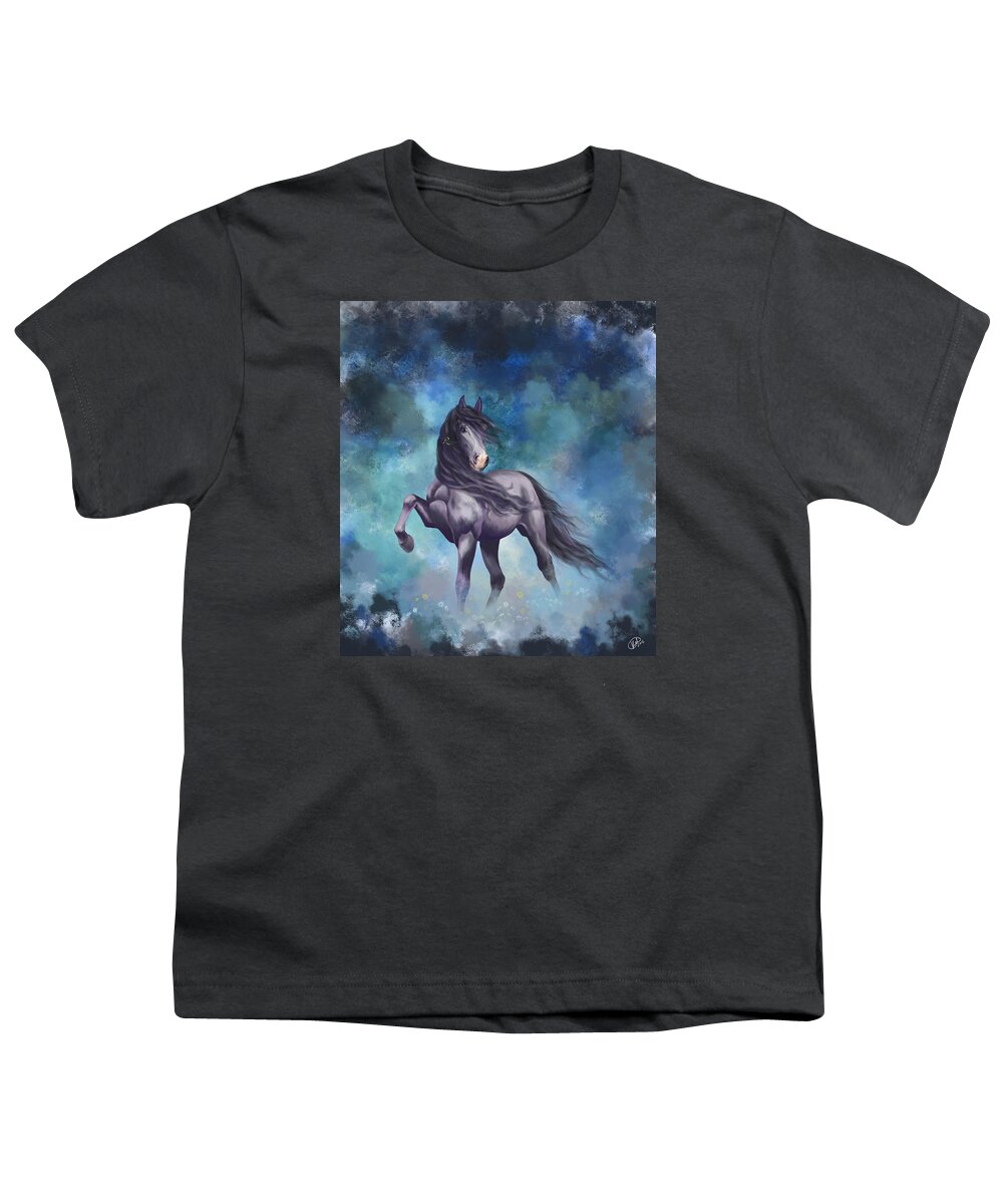 Horse Youth T-Shirt featuring the painting Determination by Kate Black