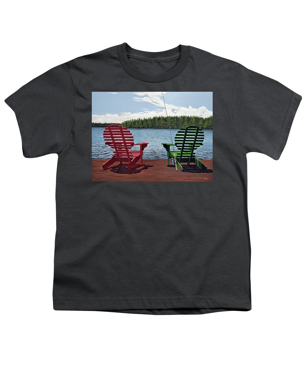 Landscapes Youth T-Shirt featuring the painting Dockside by Kenneth M Kirsch