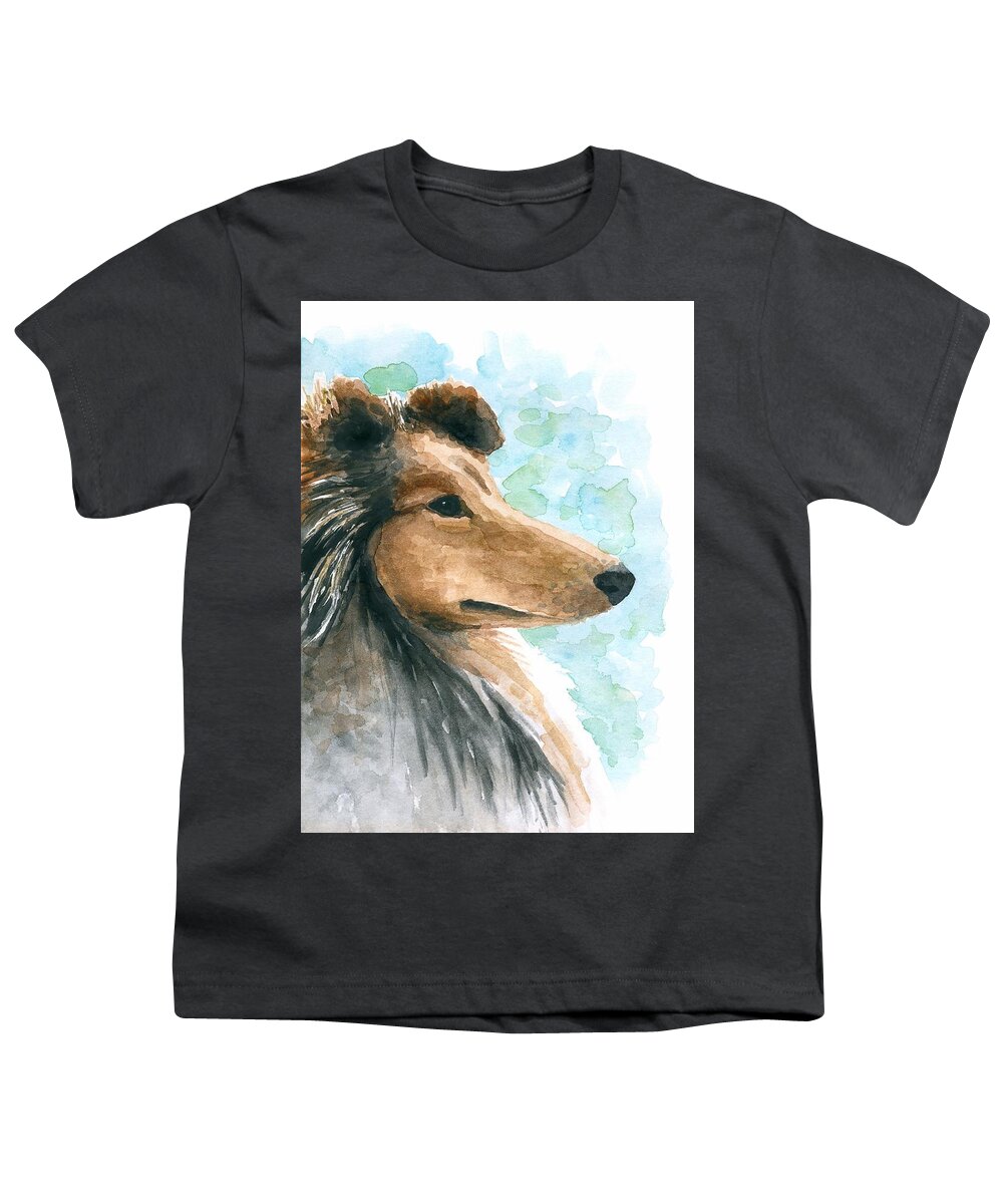 Dog Youth T-Shirt featuring the painting Dog 132 by Lucie Dumas