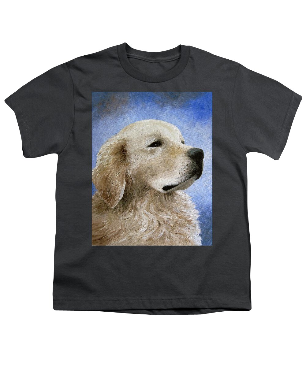 Dog Youth T-Shirt featuring the painting Dog 98 by Lucie Dumas