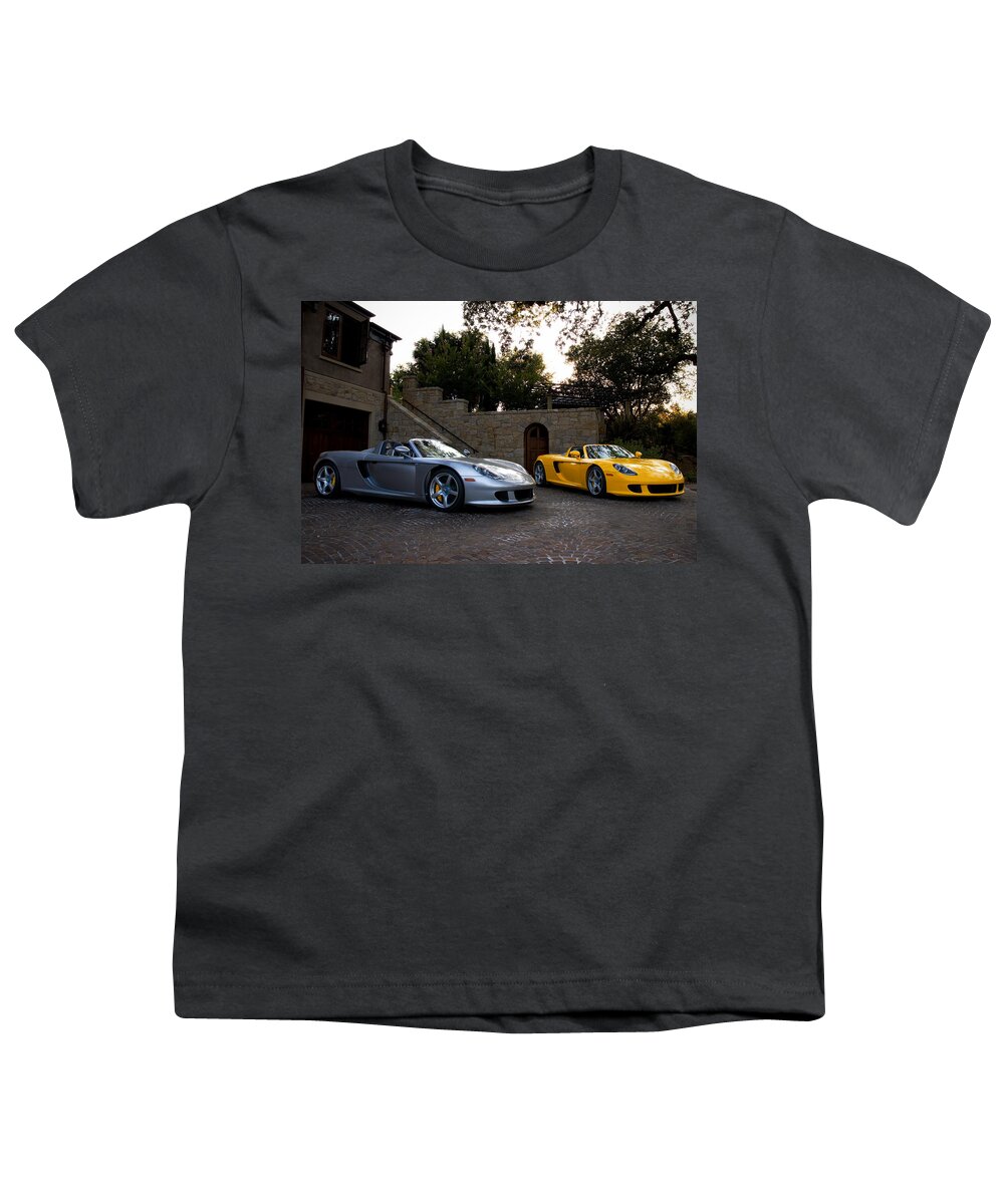 Cars Youth T-Shirt featuring the photograph Double Trouble #Porsche #CarreraGT by ItzKirb Photography